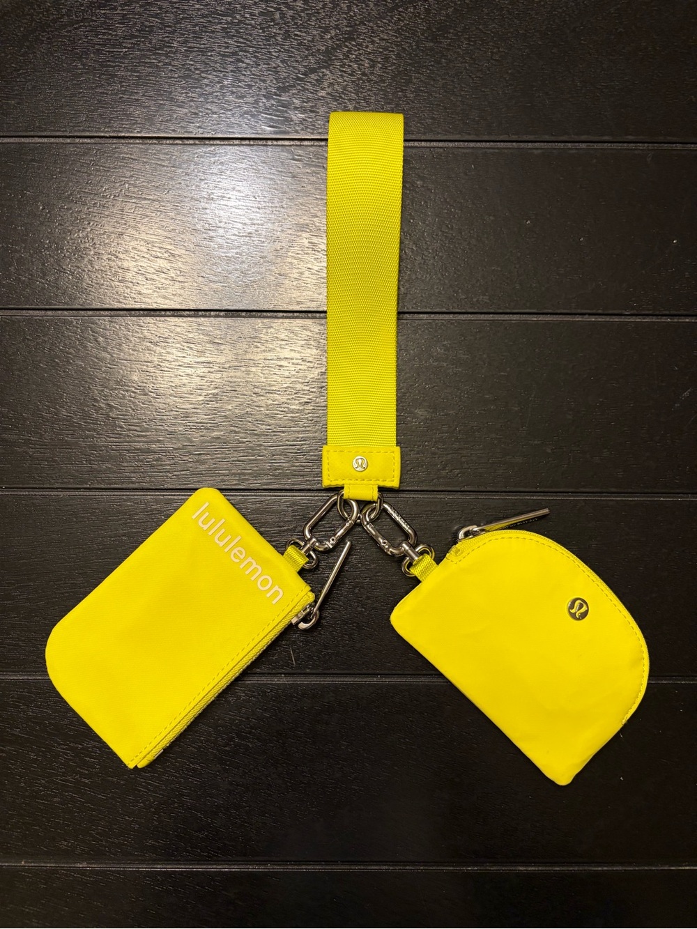 lululemon athletica kids yellow wristlet cardholder and coin pouch